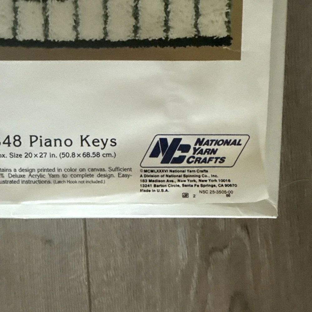 Natura Latch Hook Kit #R848 Piano Keys 20